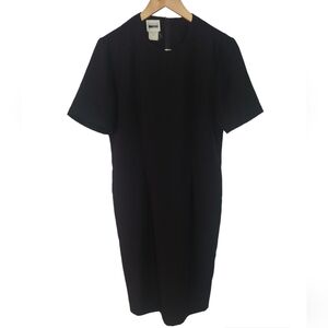 Vintage Leslie Fay women's short sleeve modest black dress size 12P